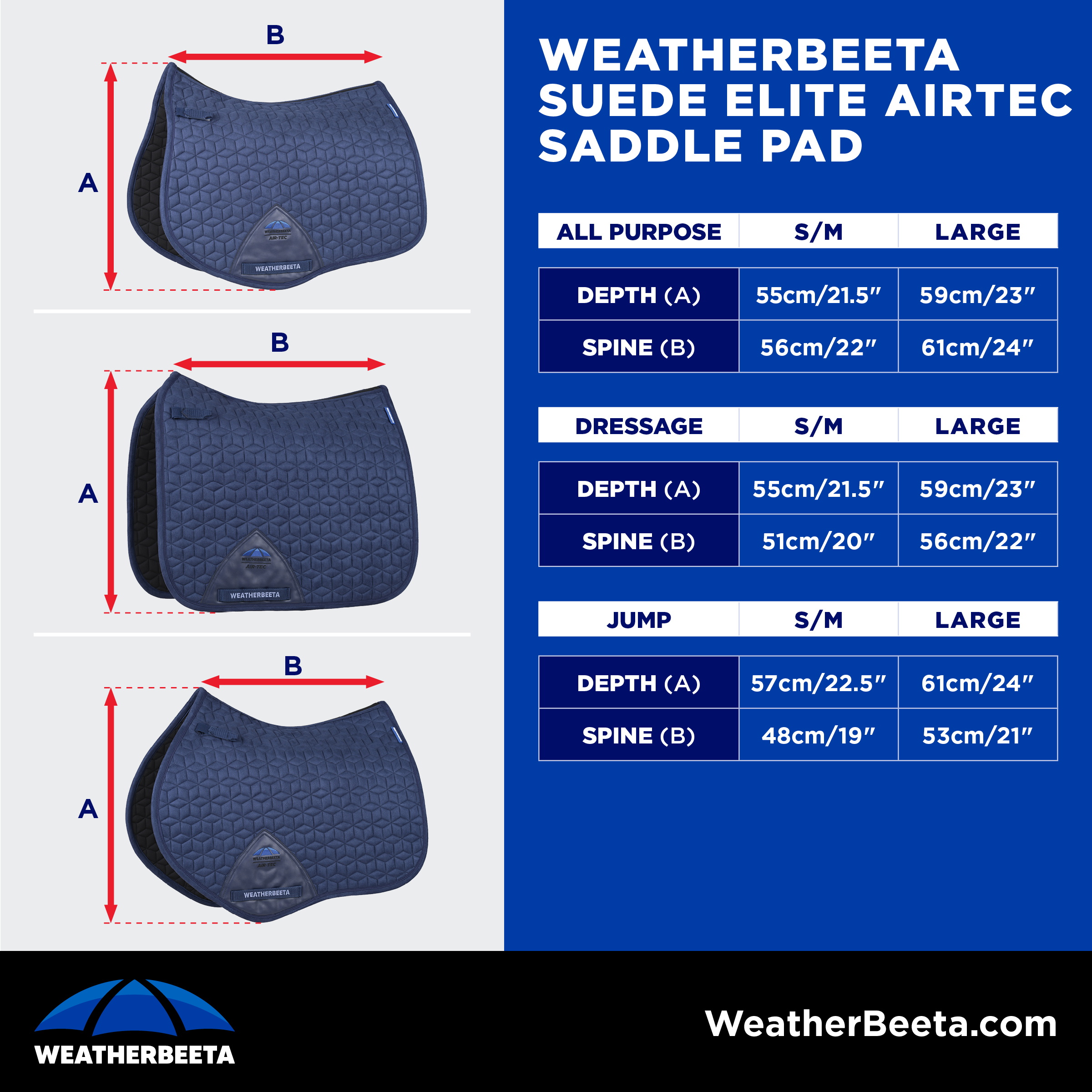 2026 WeatherBeeta Saddle Pad Suede Elite  Matentabel